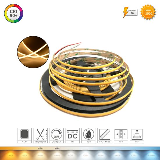 Premium COB LED Streifen "No-Spot" (5mm) - verschiedene Farbtemperaturen